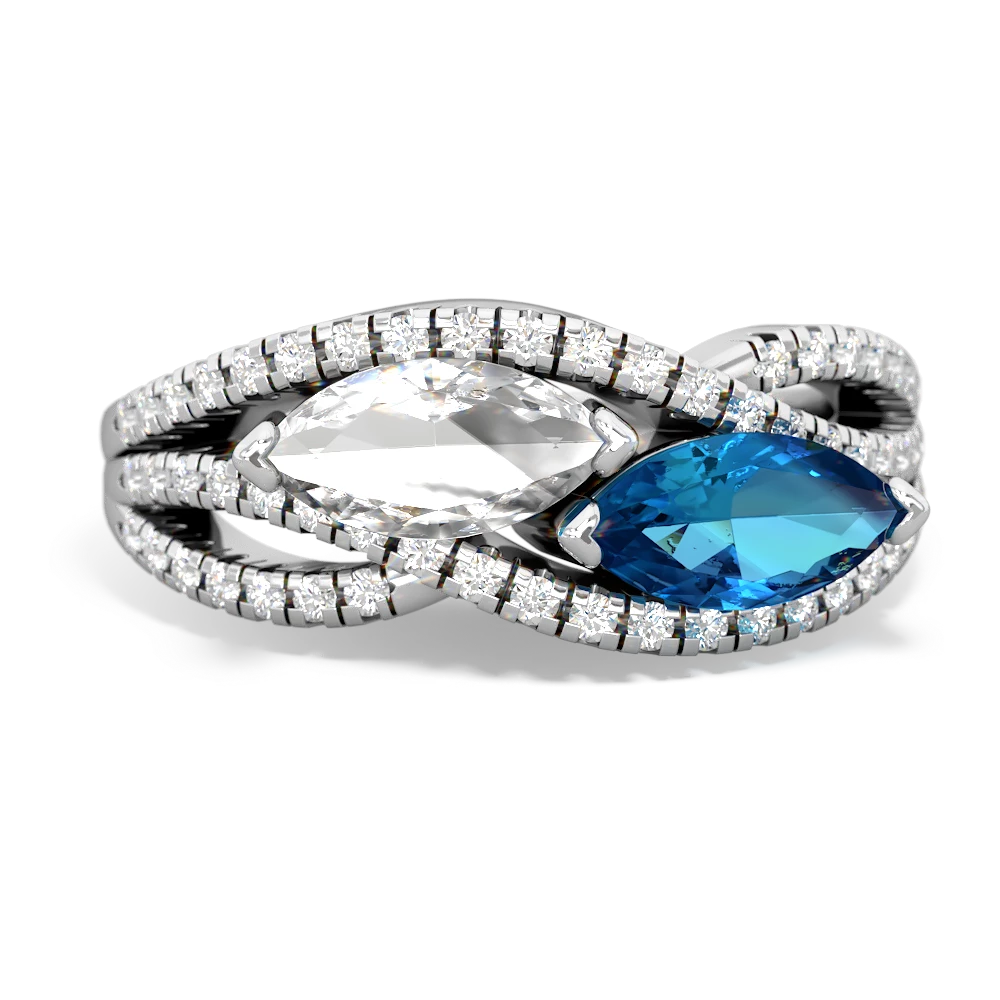 White Topaz Diamond Rivers 14K White Gold ring R3070