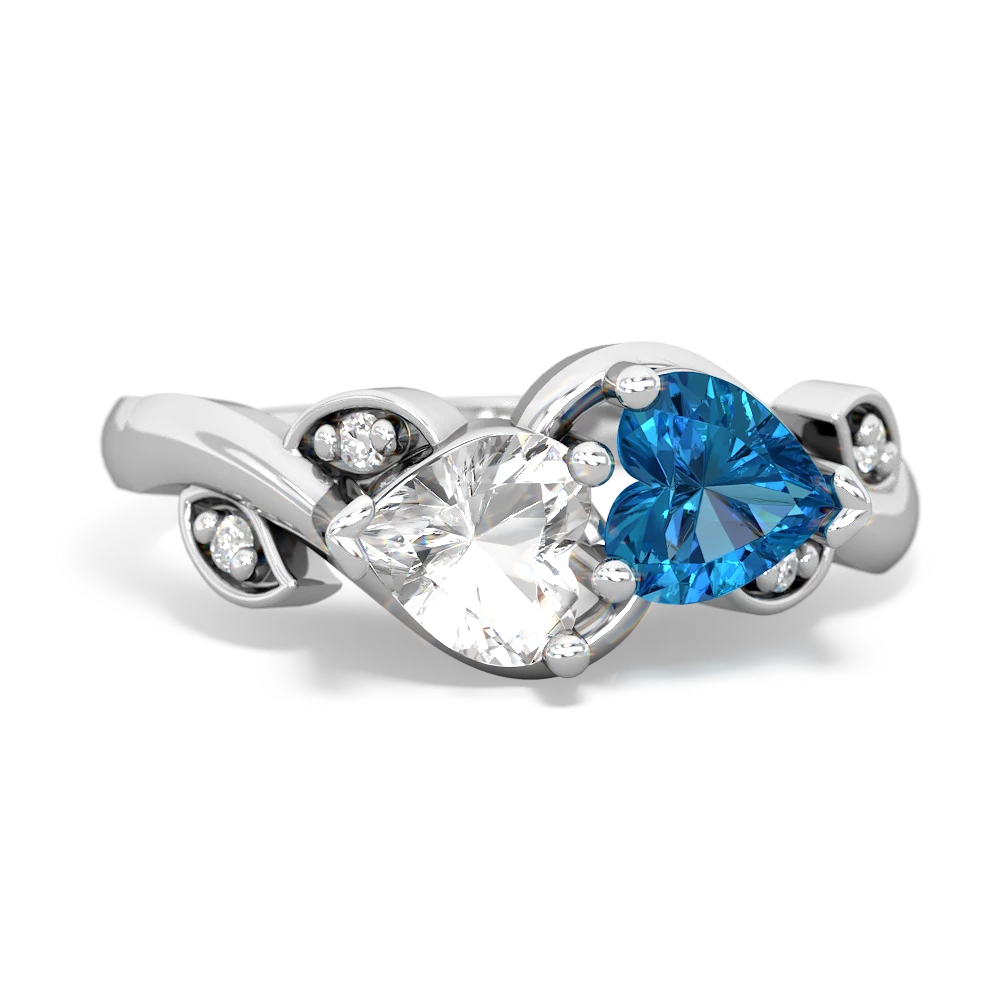 White Topaz Floral Elegance 14K White Gold ring R5790