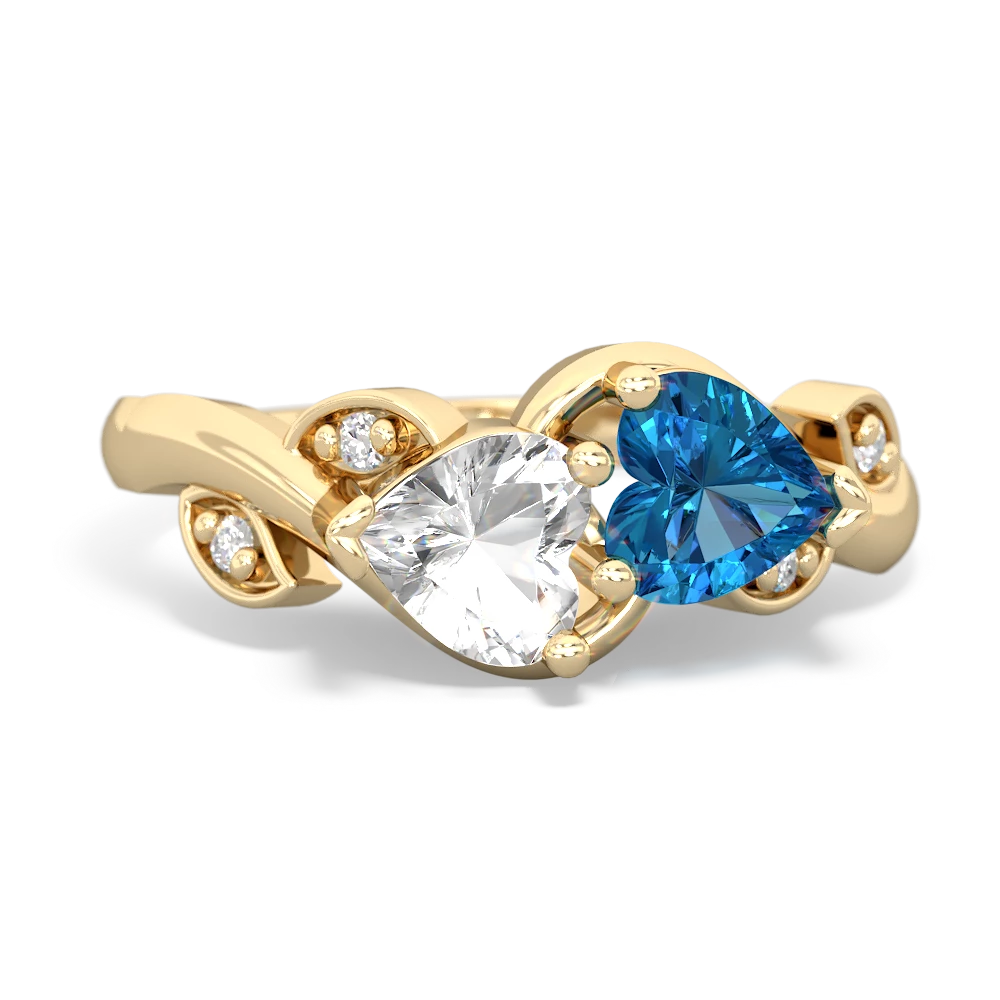 White Topaz Floral Elegance 14K Yellow Gold ring R5790