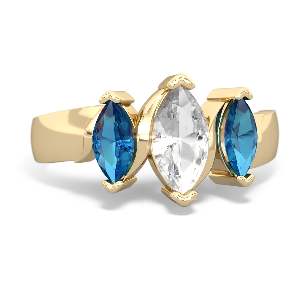 White Topaz Three Peeks 14K Yellow Gold ring R2433