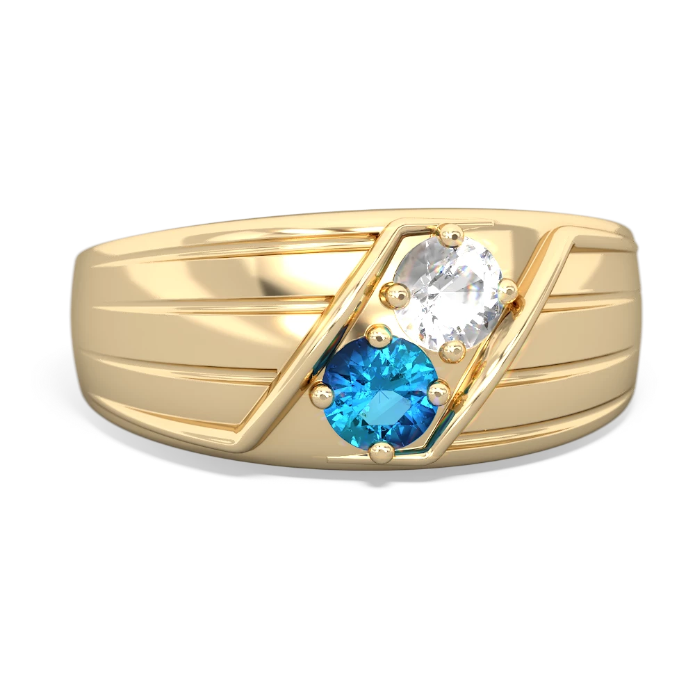 White Topaz Men's Streamline 14K Yellow Gold ring R0460