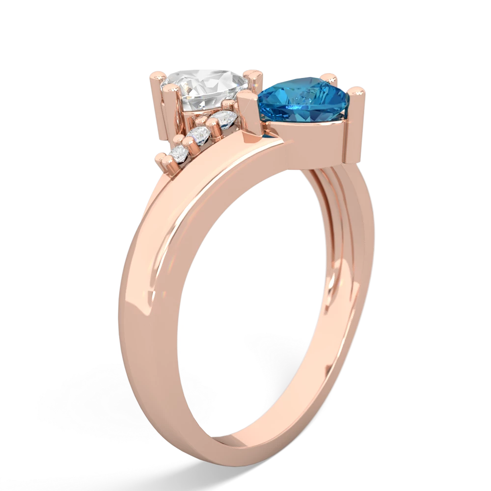 White Topaz Heart To Heart 14K Rose Gold ring R2064