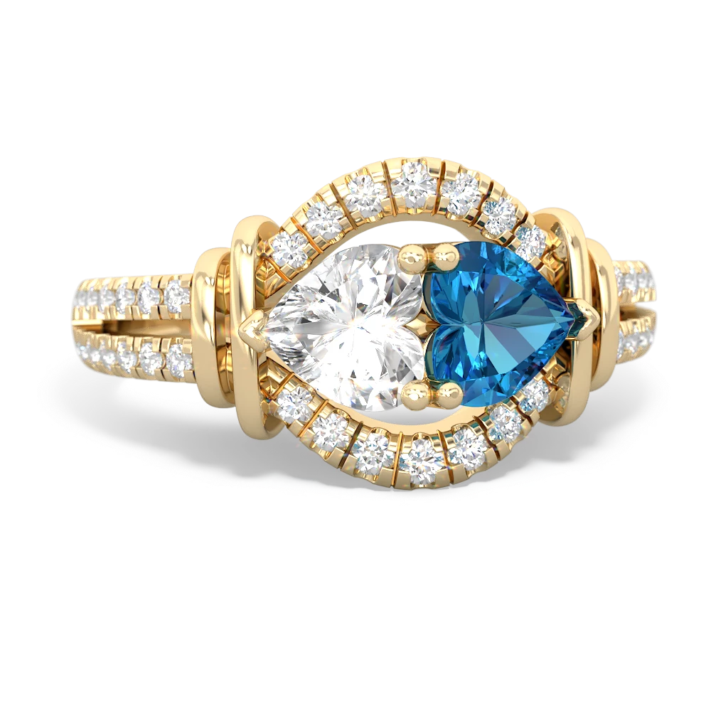 White Topaz Art-Deco Keepsake 14K Yellow Gold ring R5630