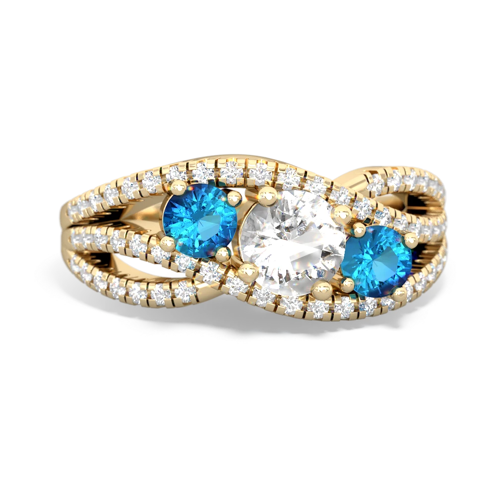 White Topaz Three Stone Aurora 14K Yellow Gold ring R3080