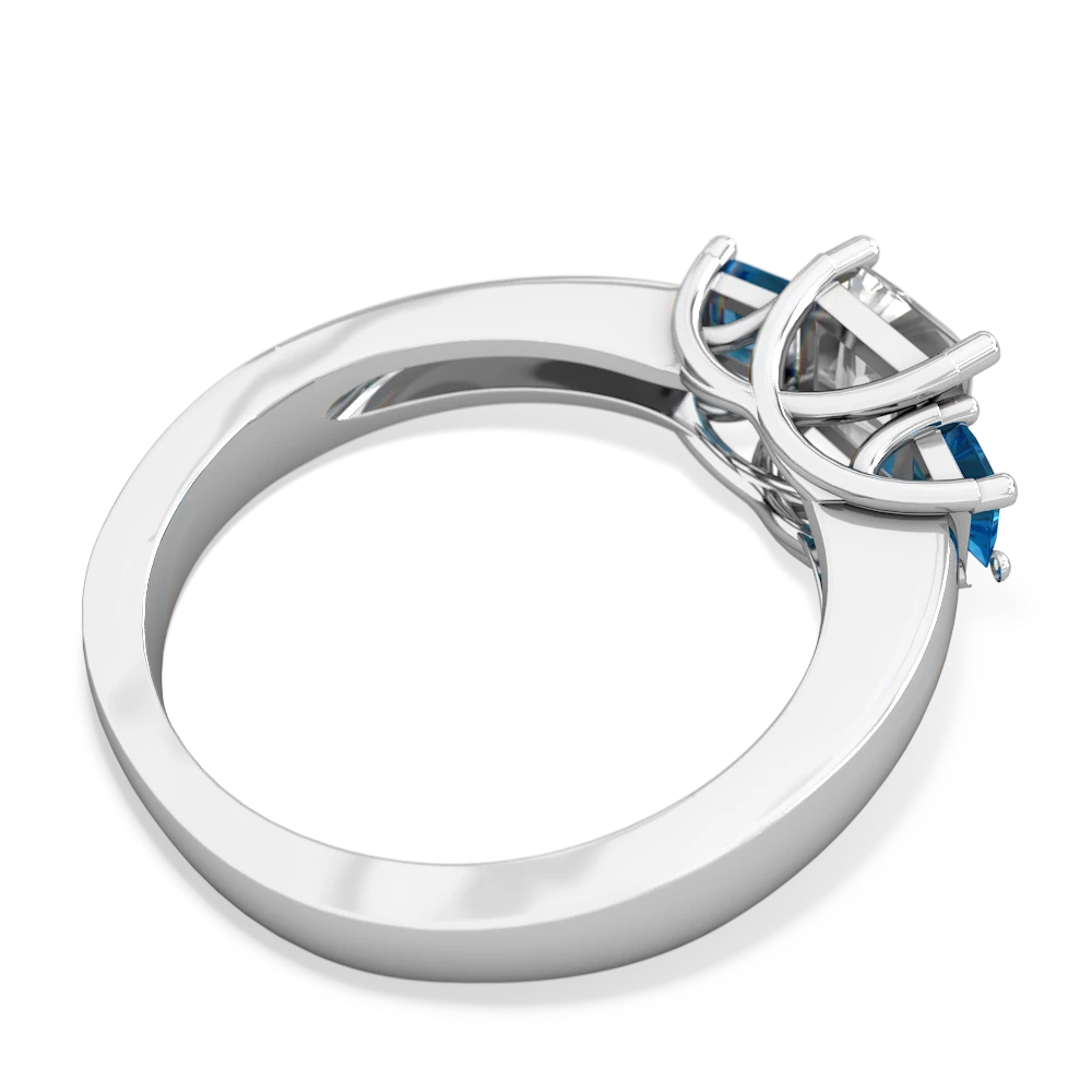 White Topaz Three Stone Trellis 14K White Gold ring R4015