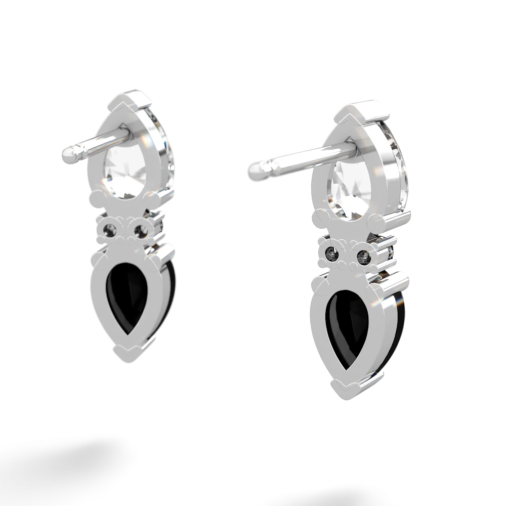 White Topaz Bowtie Drop 14K White Gold earrings E0865