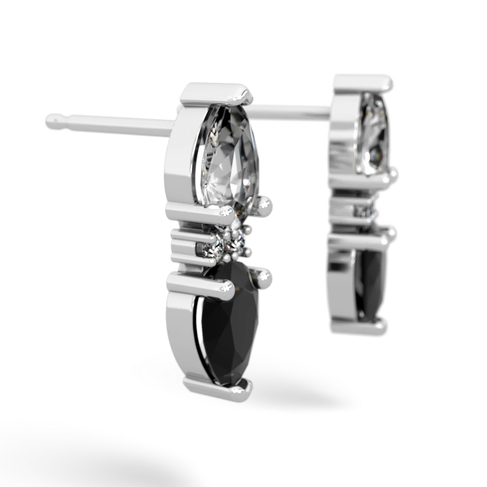 White Topaz Bowtie Drop 14K White Gold earrings E0865