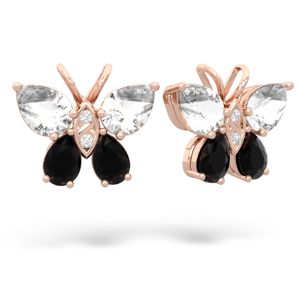 White Topaz Butterfly 14K Rose Gold earrings E2215