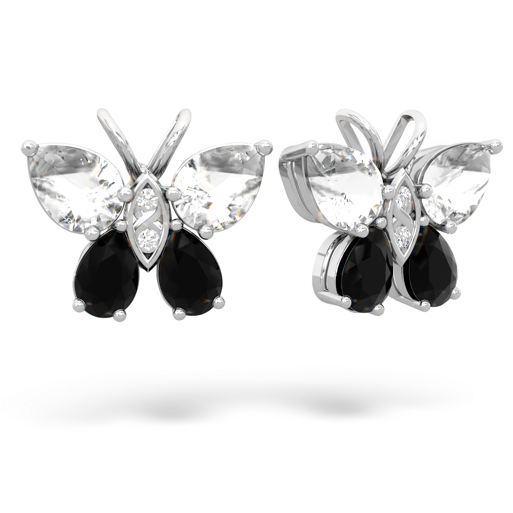 White Topaz Butterfly 14K White Gold earrings E2215