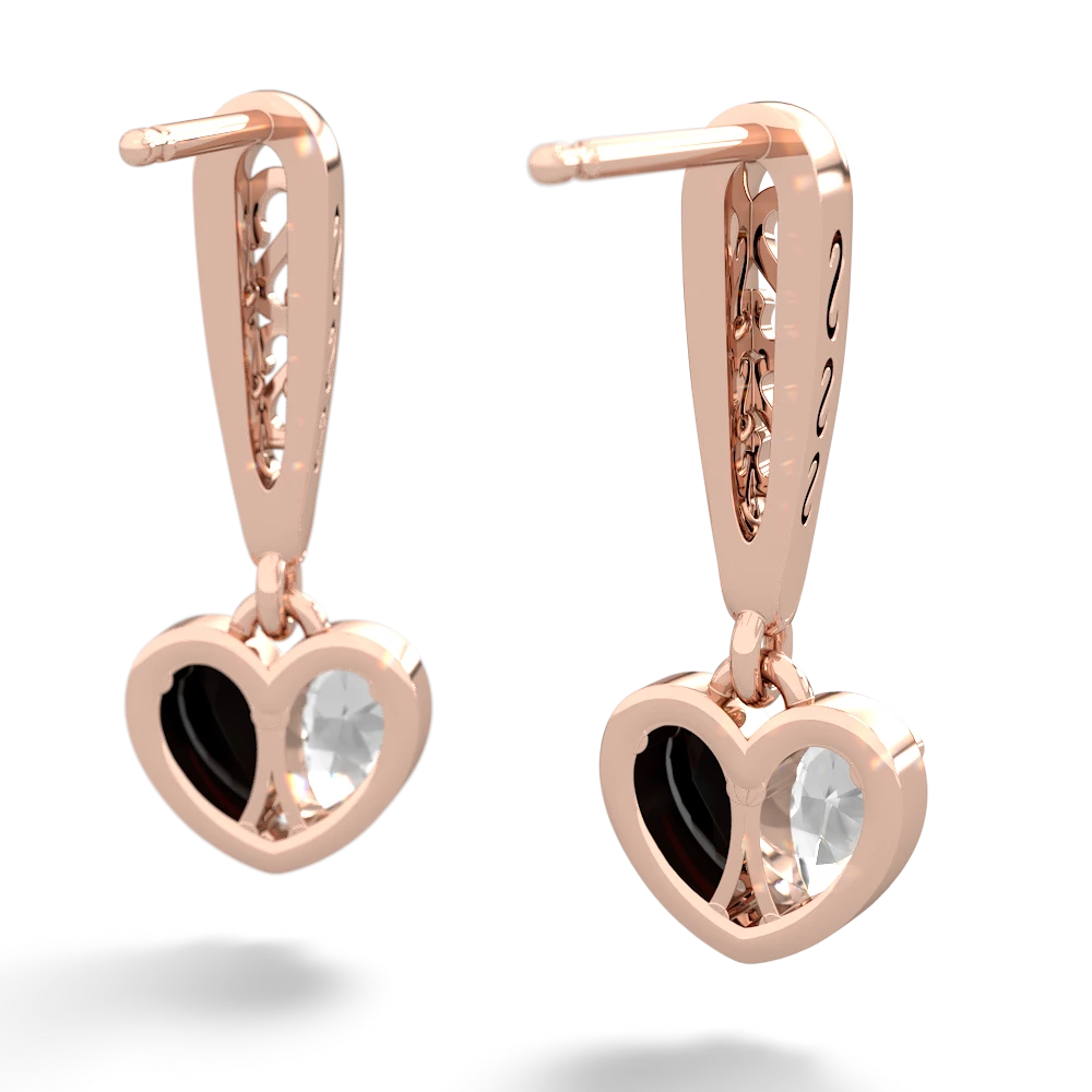 White Topaz Filligree Heart 14K Rose Gold earrings E5070