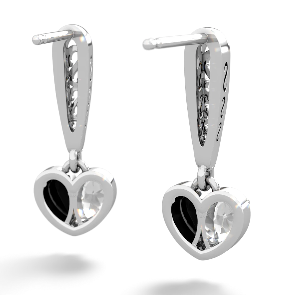 White Topaz Filligree Heart 14K White Gold earrings E5070