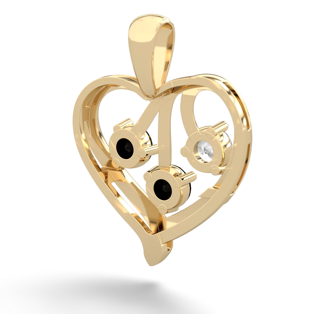 White Topaz Glowing Heart 14K Yellow Gold pendant P2233