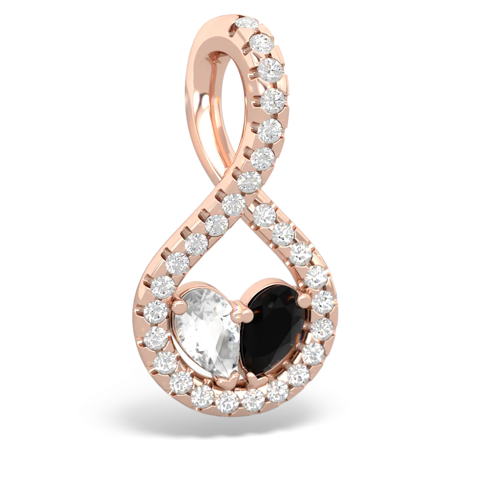 White Topaz Pave Twist 'One Heart' 14K Rose Gold pendant P5360