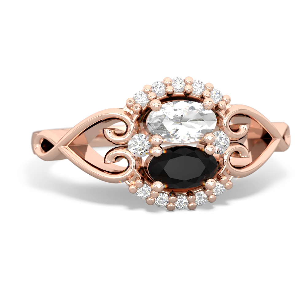 White Topaz Love Nest 14K Rose Gold ring R5860