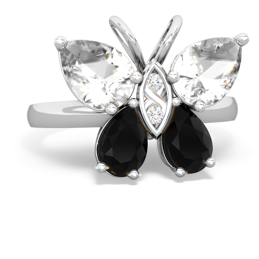 White Topaz Butterfly 14K White Gold ring R2215