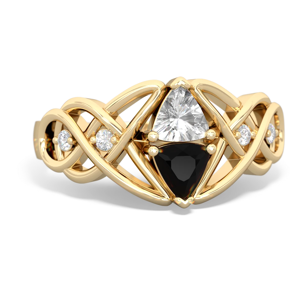 White Topaz Keepsake Celtic Knot 14K Yellow Gold ring R5300