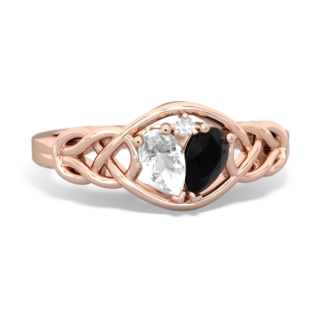 White Topaz Celtic Love Knot 14K Rose Gold ring R5420