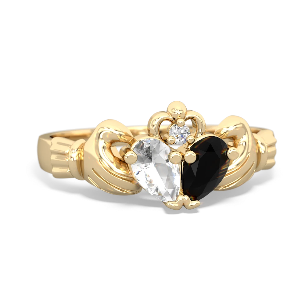 White Topaz 'Our Heart' Claddagh 14K Yellow Gold ring R2388