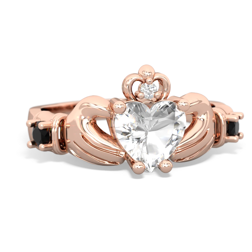 White Topaz Claddagh Keepsake 14K Rose Gold ring R5245