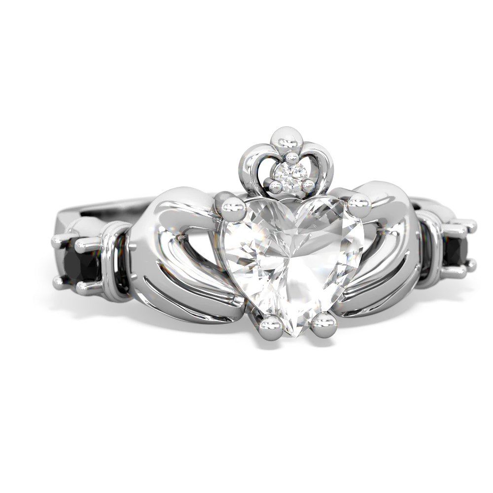 White Topaz Claddagh Keepsake 14K White Gold ring R5245