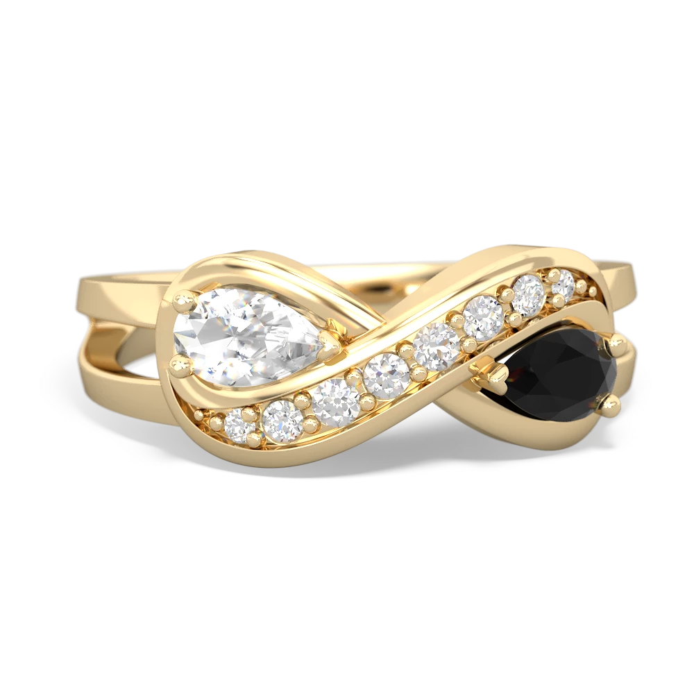 White Topaz Diamond Infinity 14K Yellow Gold ring R5390