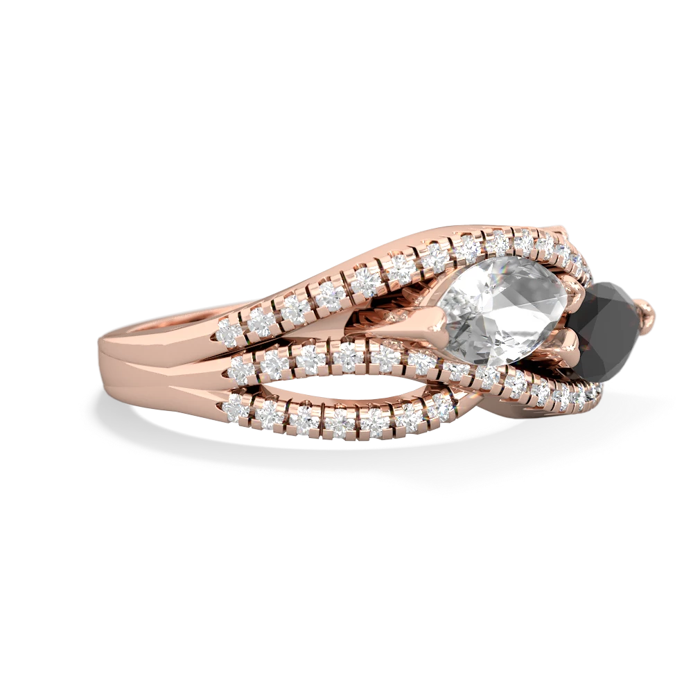 White Topaz Diamond Rivers 14K Rose Gold ring R3070