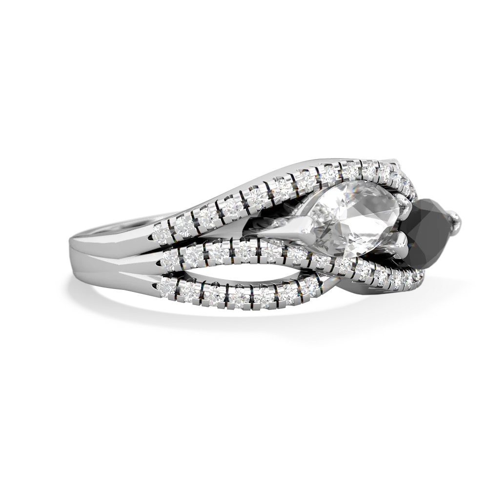 White Topaz Diamond Rivers 14K White Gold ring R3070