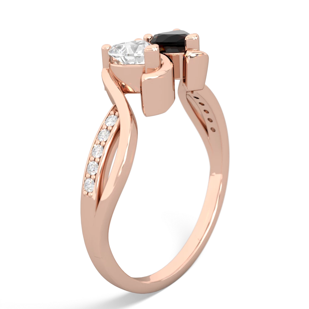 White Topaz Side By Side 14K Rose Gold ring R3090