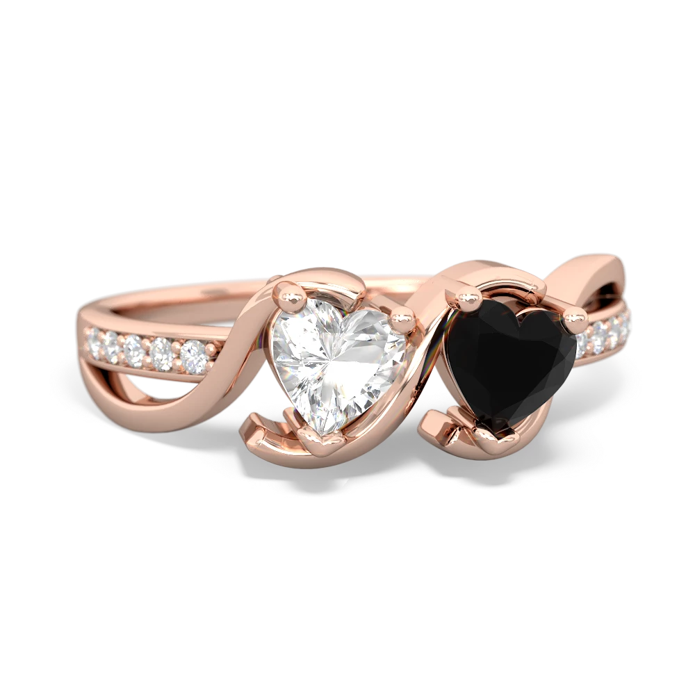 White Topaz Side By Side 14K Rose Gold ring R3090