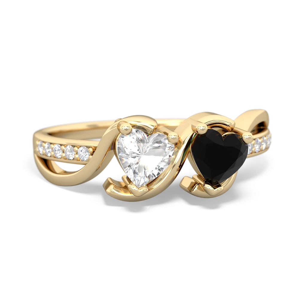 White Topaz Side By Side 14K Yellow Gold ring R3090