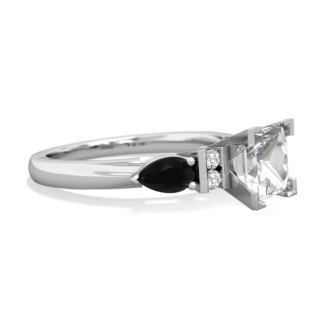 White Topaz 6Mm Princess Eternal Embrace Engagement 14K White Gold ring C2002