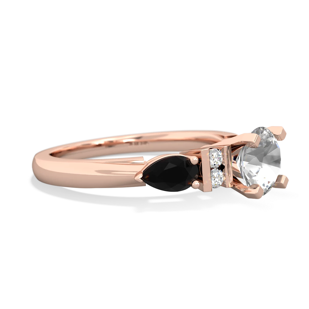 White Topaz 6Mm Round Eternal Embrace Engagement 14K Rose Gold ring R2005