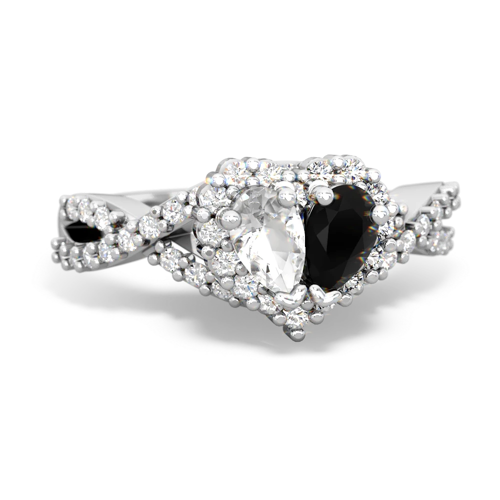 White Topaz Diamond Twist 'One Heart' 14K White Gold ring R2640HRT