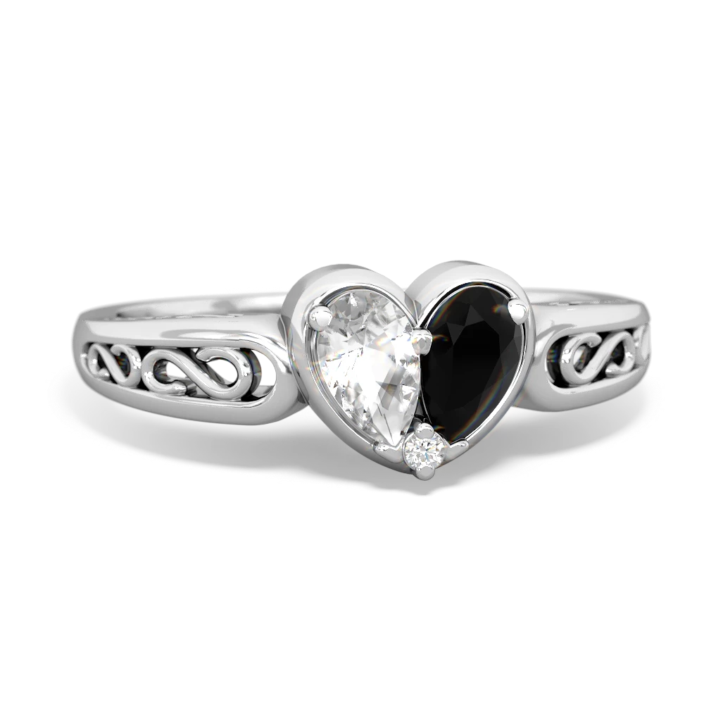 White Topaz Filligree 'One Heart' 14K White Gold ring R5070