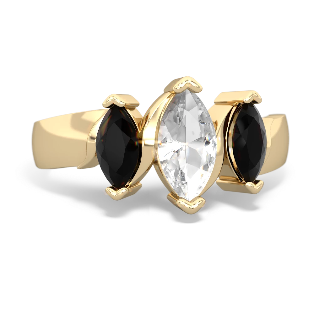 White Topaz Three Peeks 14K Yellow Gold ring R2433