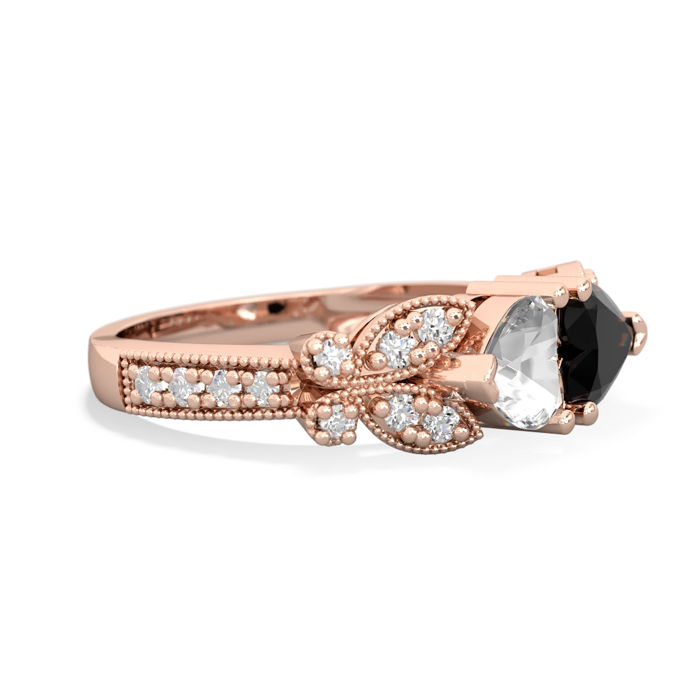 White Topaz Diamond Butterflies 14K Rose Gold ring R5601