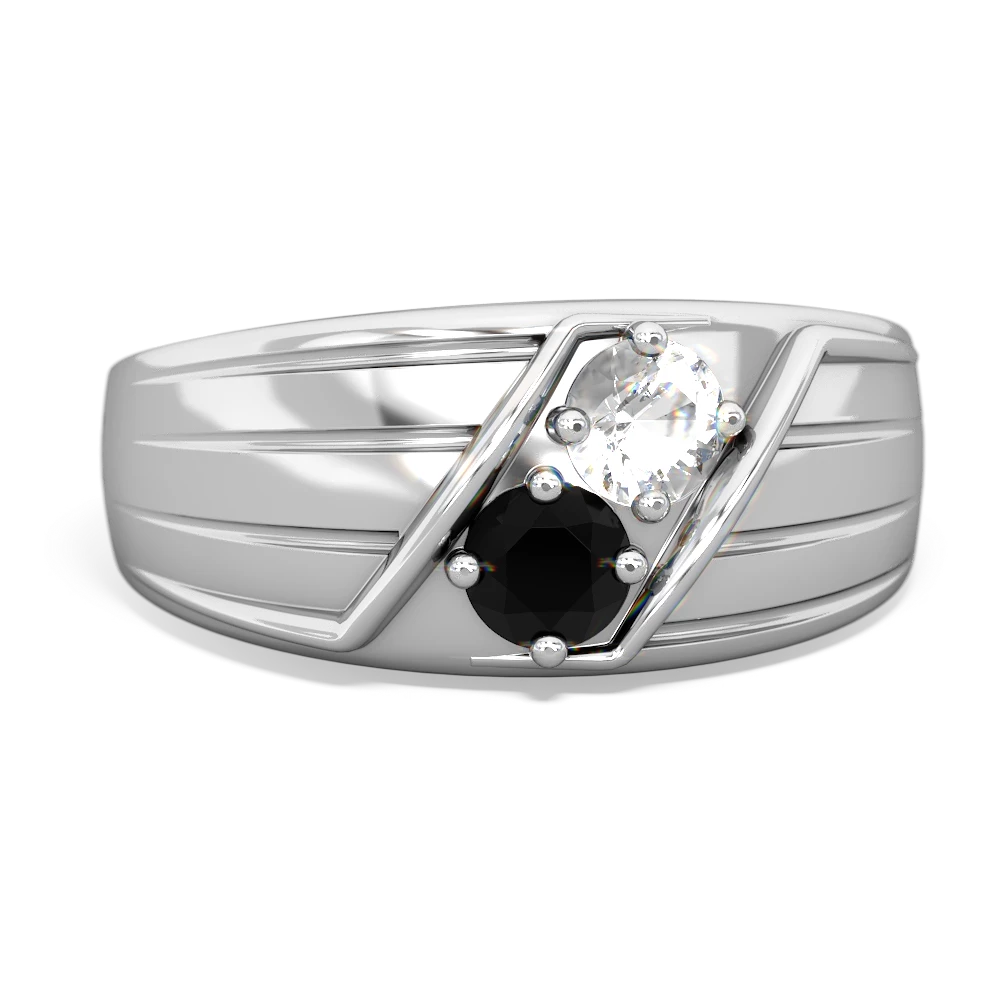 White Topaz Men's Streamline 14K White Gold ring R0460