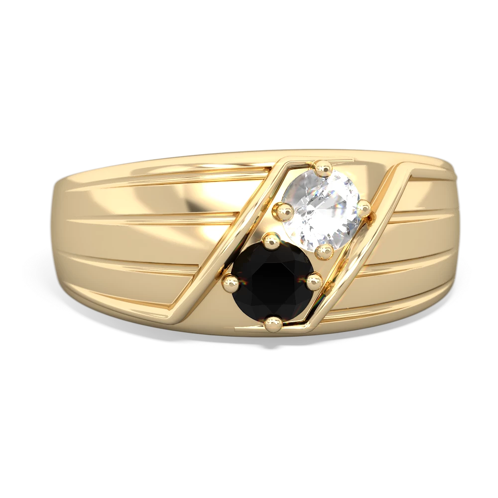 White Topaz Men's Streamline 14K Yellow Gold ring R0460