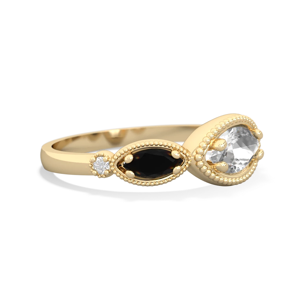 White Topaz Milgrain Marquise 14K Yellow Gold ring R5700