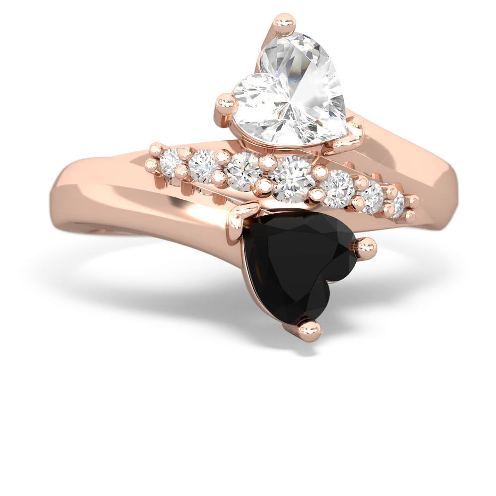 White Topaz Heart To Heart 14K Rose Gold ring R2064