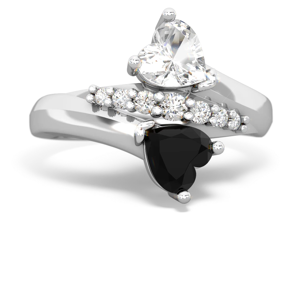 White Topaz Heart To Heart 14K White Gold ring R2064