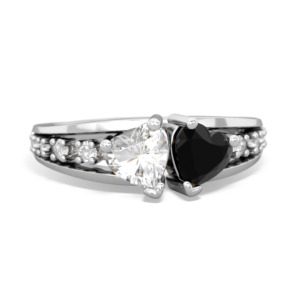 White Topaz Heart To Heart 14K White Gold ring R3342