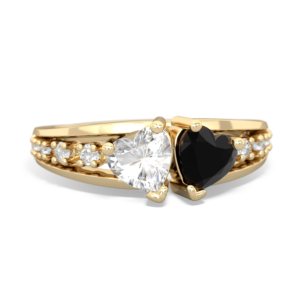 White Topaz Heart To Heart 14K Yellow Gold ring R3342