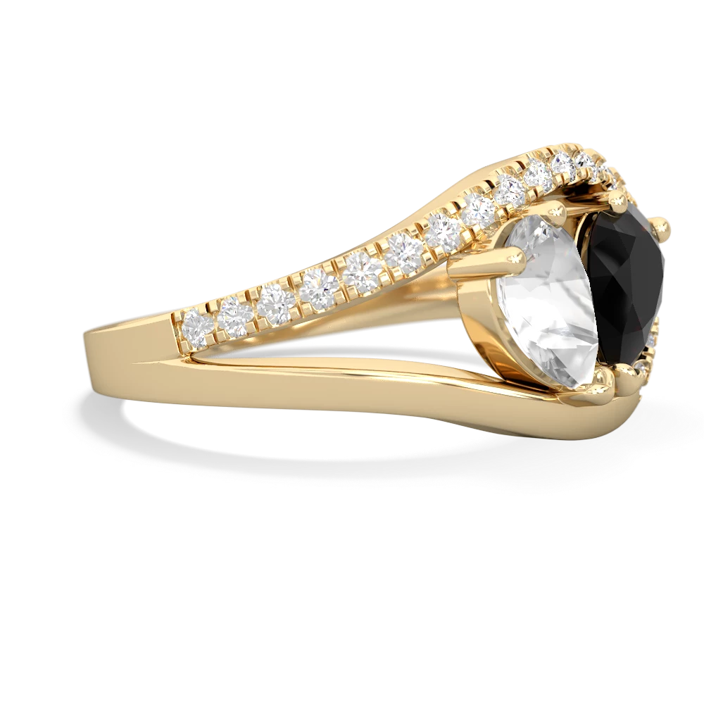 White Topaz Nestled Heart Keepsake 14K Yellow Gold ring R5650