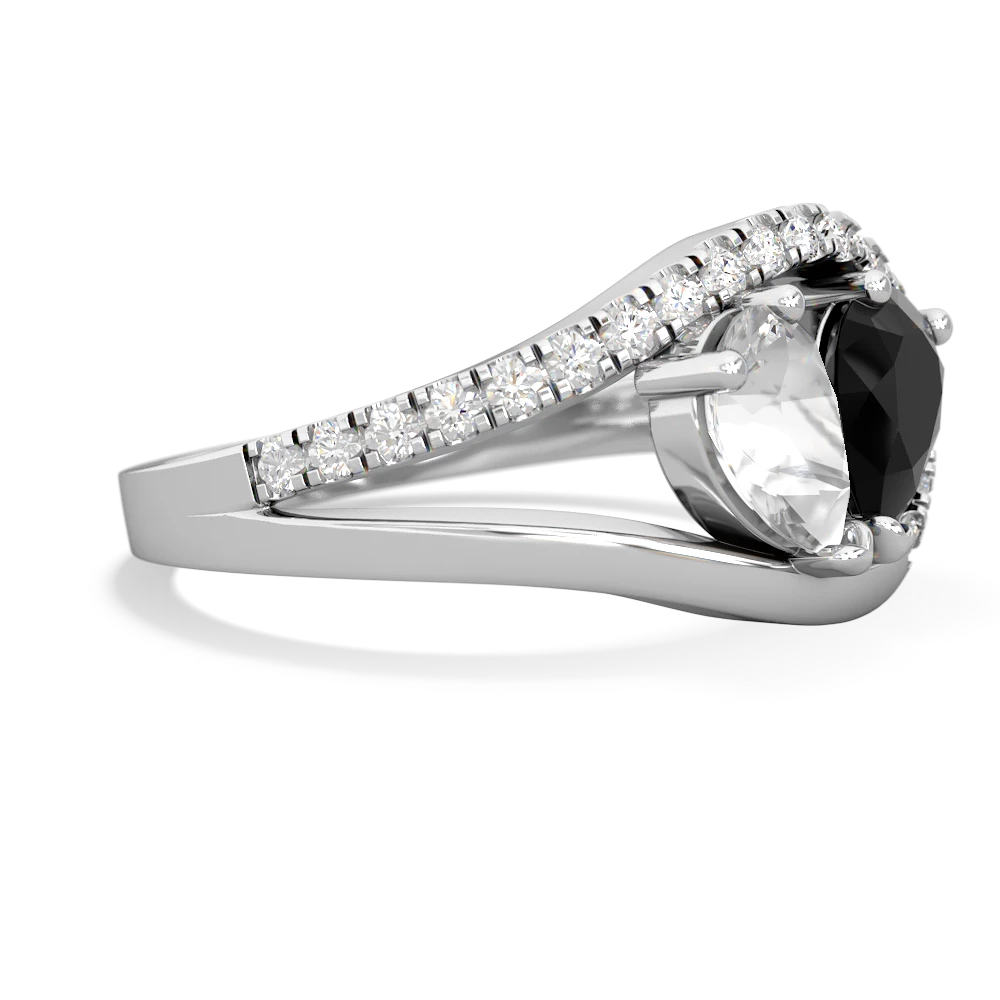 White Topaz Nestled Heart Keepsake 14K White Gold ring R5650