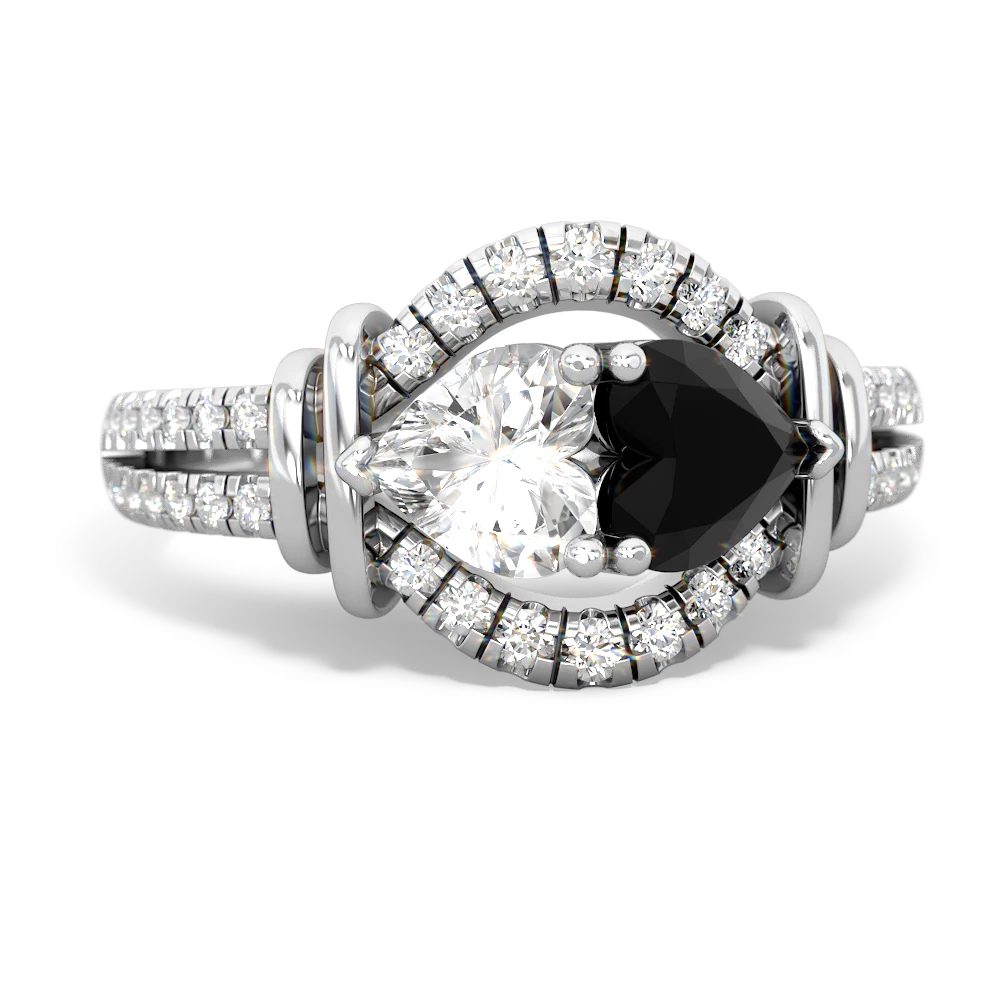 White Topaz Art-Deco Keepsake 14K White Gold ring R5630