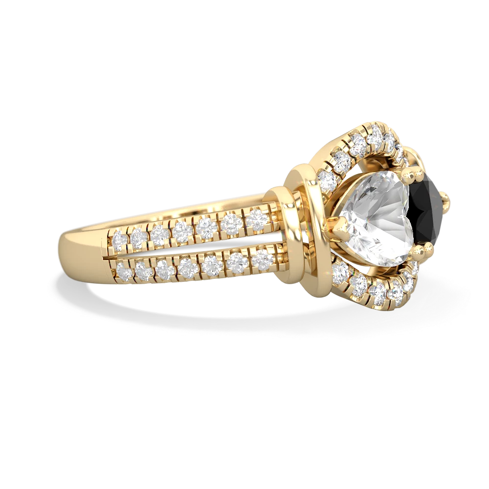 White Topaz Art-Deco Keepsake 14K Yellow Gold ring R5630