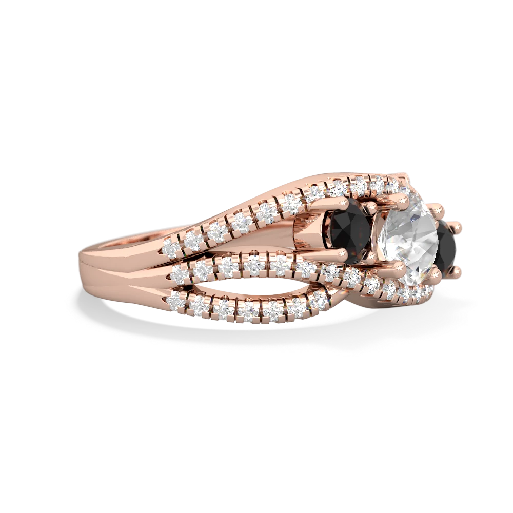 White Topaz Three Stone Aurora 14K Rose Gold ring R3080