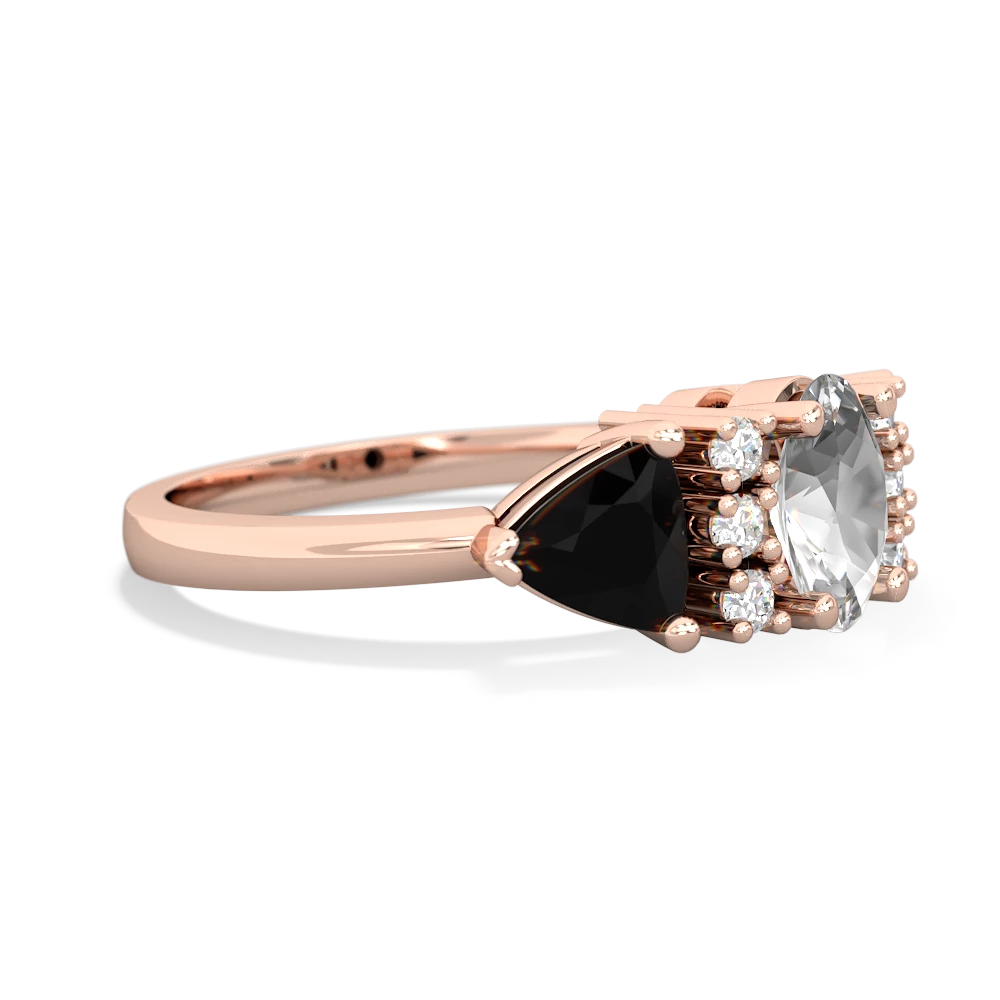 White Topaz Antique Style Three Stone 14K Rose Gold ring R2186