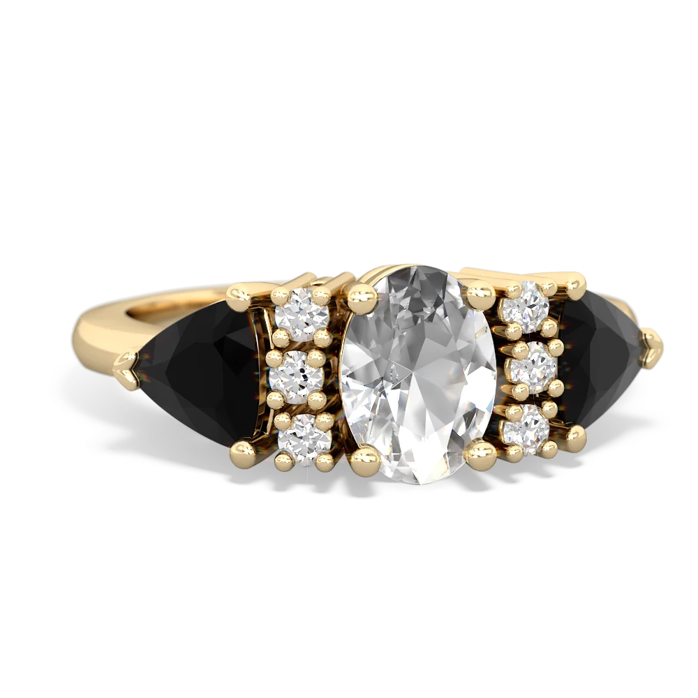 White Topaz Antique Style Three Stone 14K Yellow Gold ring R2186